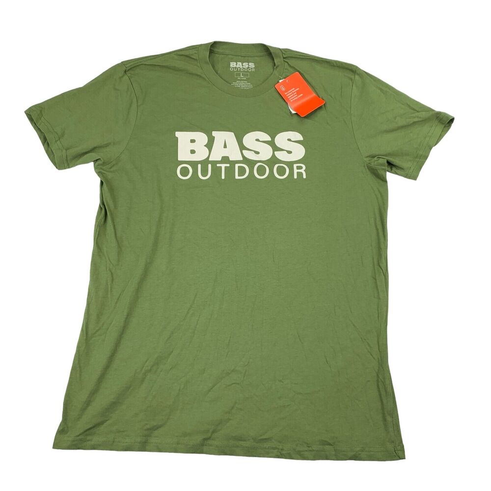 Bass Outdoor Mens Stacked Logo Crewneck Short Sleeve T-Shirt Loden Green L